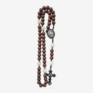Terço Beata Conchita em Madeira com Madrepérola e Crucifixo Ouro-Velho